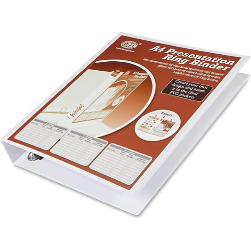 Presentation Binder, 4D A4 Size,35mm Ring Size, 2.50" Inches Spine with Clear PVC Pocket