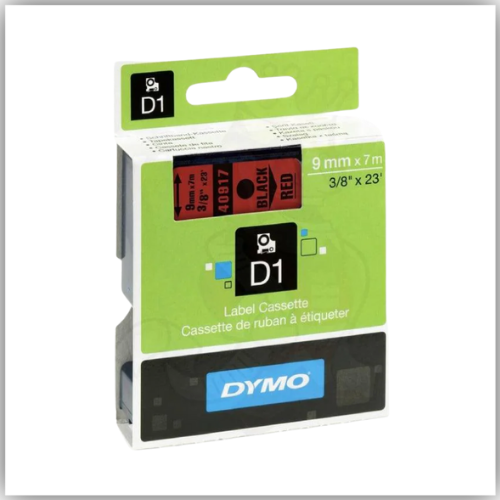 Dymo 40917, D1 Tape,9mm x 7m, Black on Red