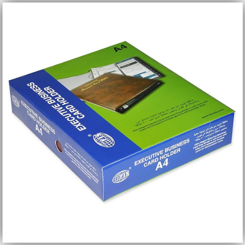 FIS A4 Visitor Card Holder 400-Cards Capacity with 4 Ring, Brown - FSNCA4400