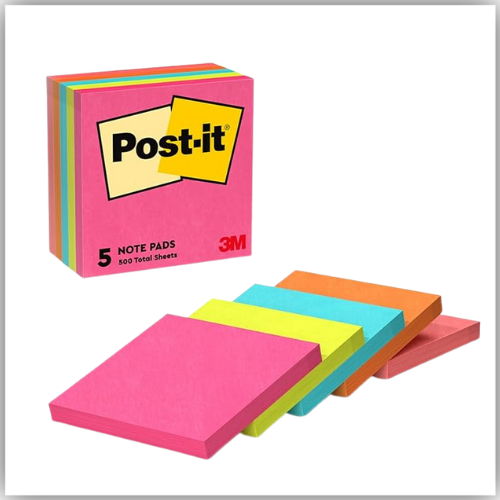 3M Color Post-it Notes, 3x3, 5 pads/pack - Assorted color