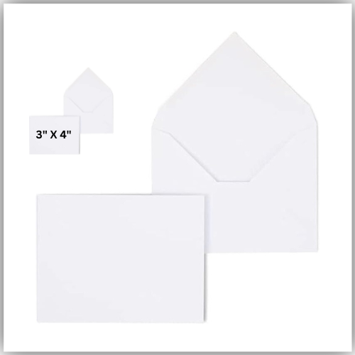 White Envelopes, 3" x 4" Peel & Seal 80gsm, pack of 50