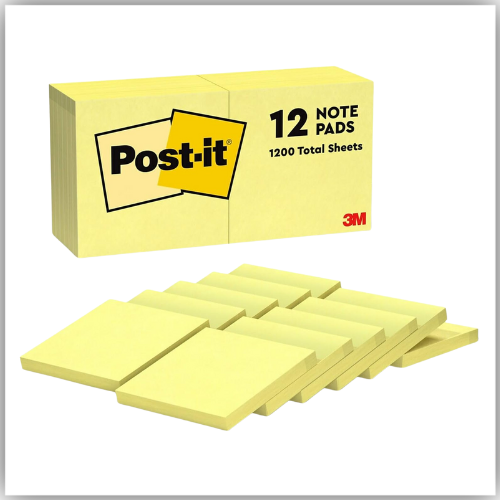 3M Post-it Notes, 3 x3 , 12 Pads - yellow