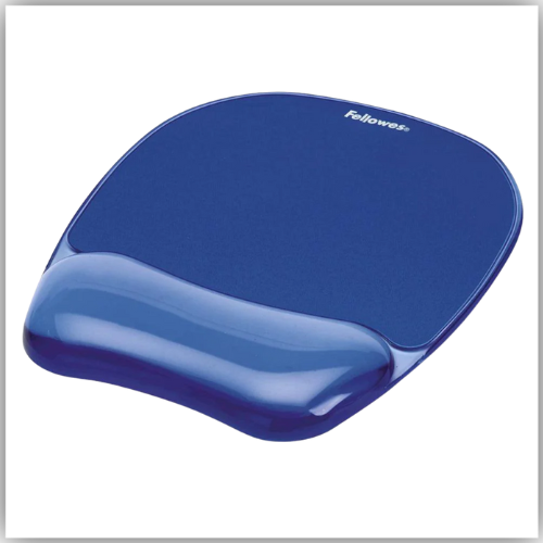 Fellowes Crystal Gel Mouse Pad Wrist Support, Blue - FEL9114120