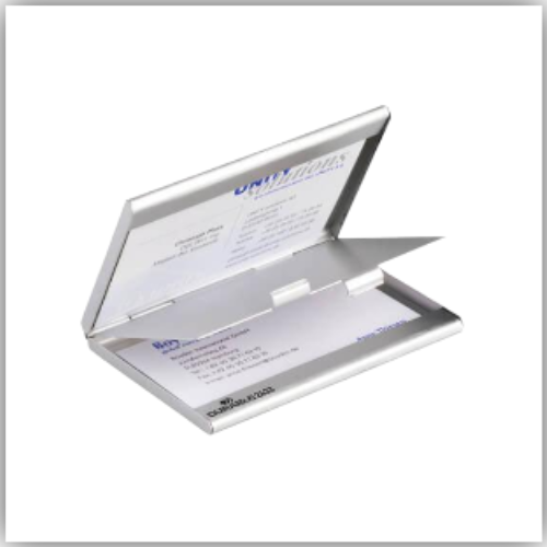 Durable Business Card Case Duo, Metallic Silver