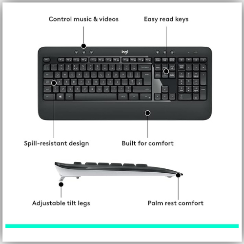 Logitech MK540 Advanced Wireless Keyboard and Mouse Combo for Windows
