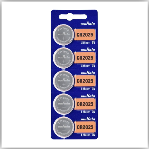 MURATA CR2025 Lithium Battery - 3V, Pack of 5