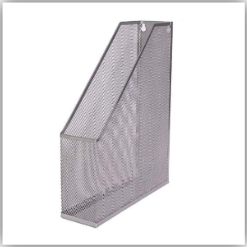 Deluxe Metal Mesh Magazine Holder, Silver