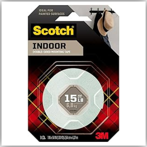 Scotch Mount Indoor Tape 1 in x 50 in (2.54cm x 1.27m), 1 roll/pack | Holds up 6.8 kg whole roll| Double Sided Adhesive Tape