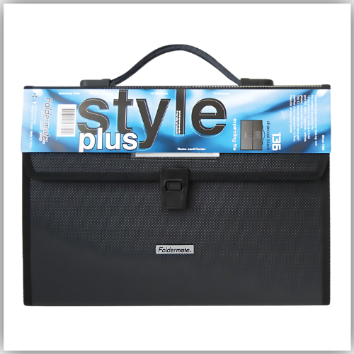Folder mate Style Plus Expanding File Holder with Handle, FE-136-BK, Black