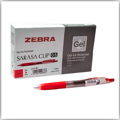 Zebra Sarasa- Rollerball Gel Ink Pen, 0.5mm, RED 1X10