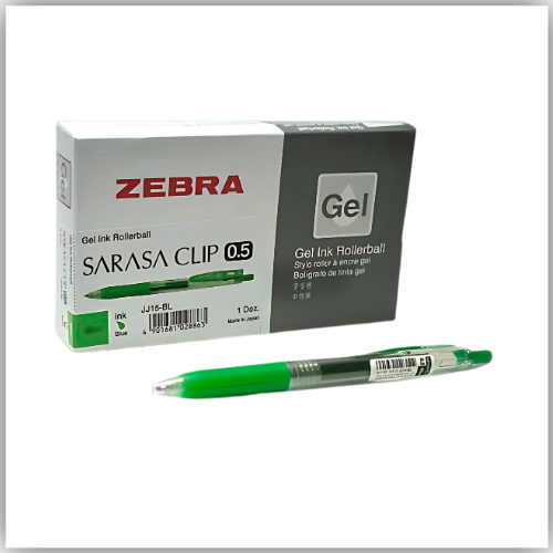 Zebra Sarasa- Rollerball Gel Ink Pen, 0.5mm, GREEN 1X10