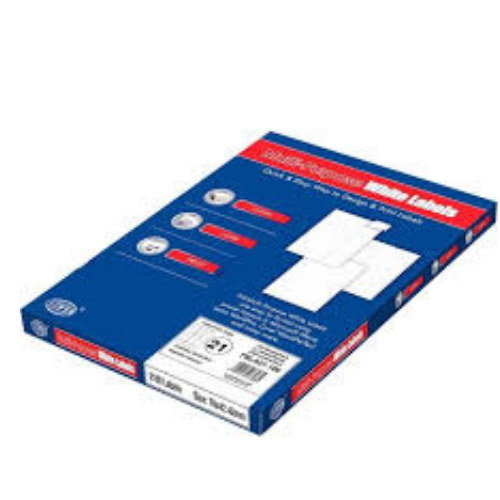 FIS Multi-purpose Laser Labels, A4 Size (70x42.42mm) 100 Sheets Per Pack, White Plain Labels - FSLA21-100