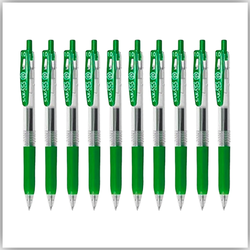 Zebra Sarasa- Rollerball Gel Ink Pen, 0.7mm, GREEN 1X10