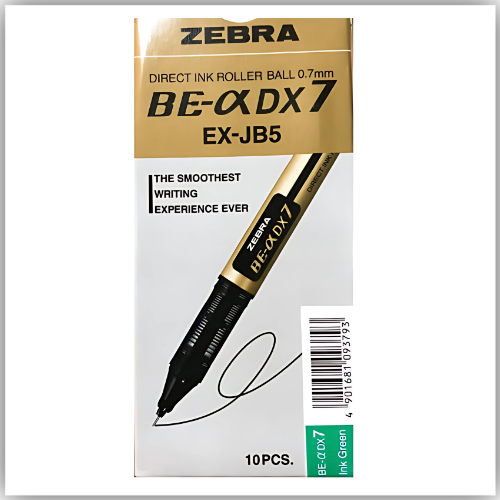 Zebra DX-7 Needle Point Rollerball Pen 0.7mm Tip EX-JB5 GREEN (Box Of 10)
