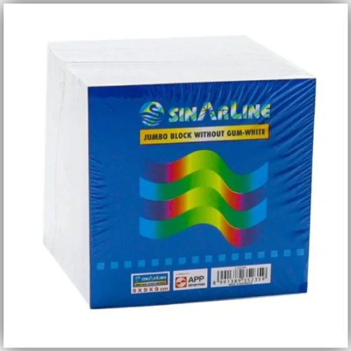 Sinarline Paper Cube White without Gum 9x9x9cm