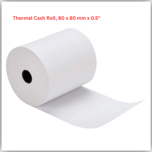 Thermal Cash Roll, 80 x 80 mm x 0.5"  White