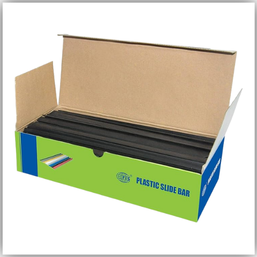 FIS Plastic Sliding Bar 3mm, 30 Sheets Capacity, Black Color, Box of 100 Pcs. - FSPG03-BK