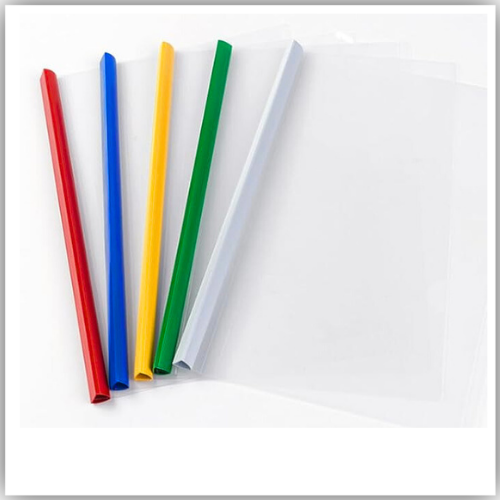 FIS® Rail Folder, Size A4(210x297mm), Clear View PP Materials, Set of 5 Pieces, Assorted Slide Plastic Binder Spine Color-FSPG3003F
