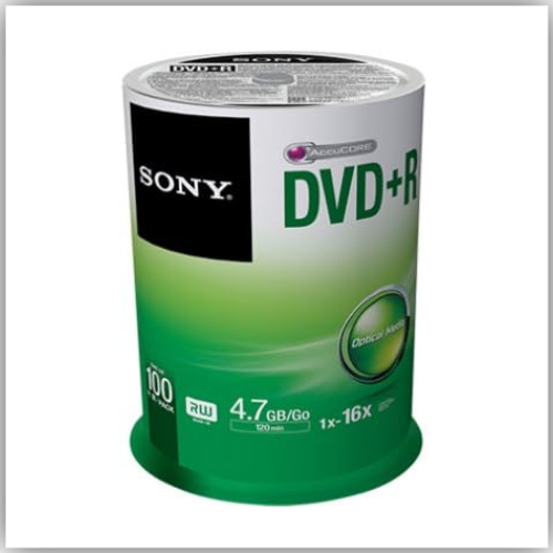 SONY DVD+R Blank Optical Media Disc 4.7GB 100 Pack with Spindle