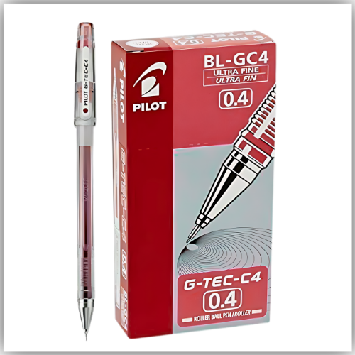 Pilot G-Tec Roller Pen Pack of 12 Pieces 0.4mm - Red