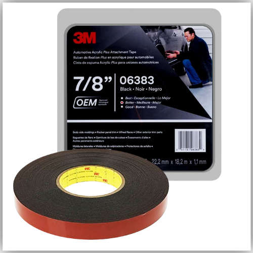 3M - 6383 (TM) Automotive Acrylic Plus Attachment Tape, Black, 7/8" x 20 yds.