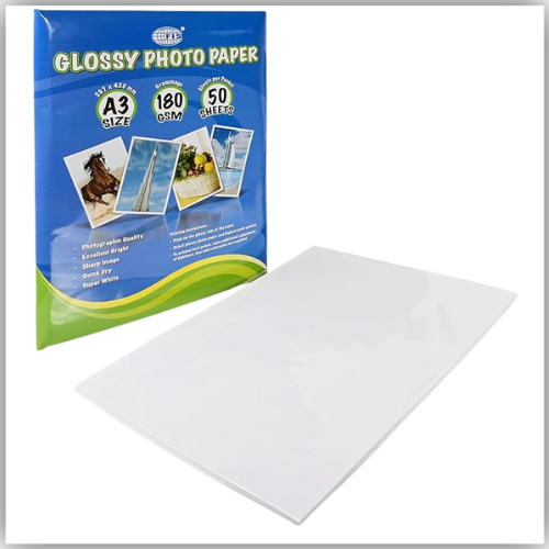 FIS Glossy Photo Paper, A3 Size(297x420mm), 180gsm Grammage, 50 Sheets Per Packet