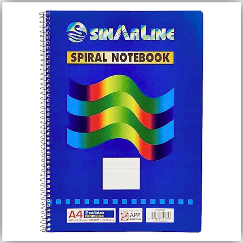 Sinarline Side Spiral Shorthand Notebook A4 Size