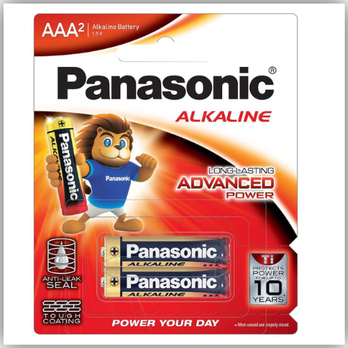 PANASONIC Alkaline AAA Batteries 1.5V, Pack of 2