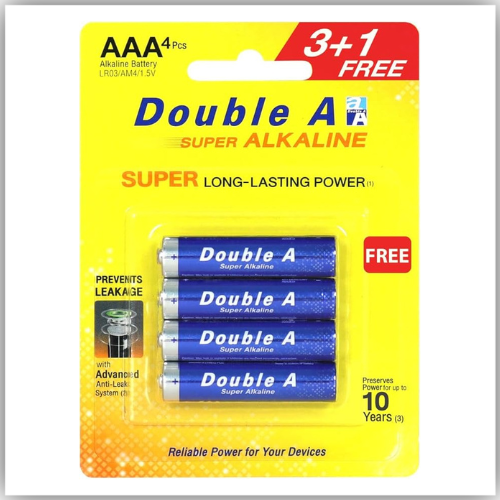 Double A Super Alkaline AAA Pack Of 4 Pcs