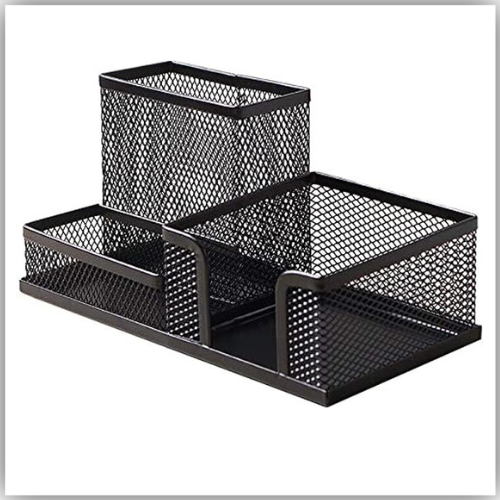 Metal Mesh Desktop Organizer Black