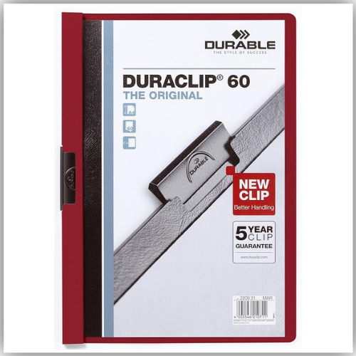 DURACLIP 60 A4 Clip Folder | Holds Up-to 60 Sheets of A4 Paper | Robust Metal Sprung Clip | Pack of 25 Red Colored Files