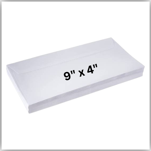 White Envelopes, 4” x 9" Peel & Seal 80gsm, pack of 50