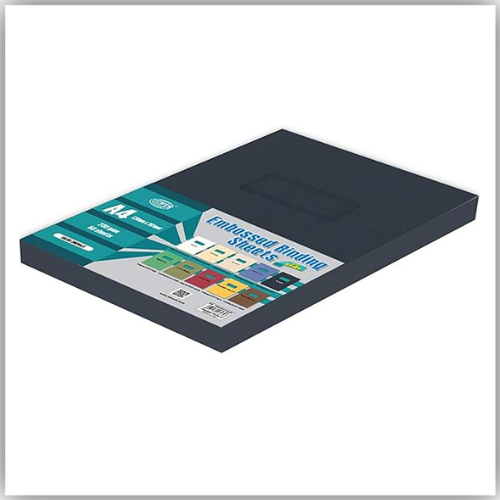 Fis Embossed Leather Board A4 Binding Cover 100/Pack Black