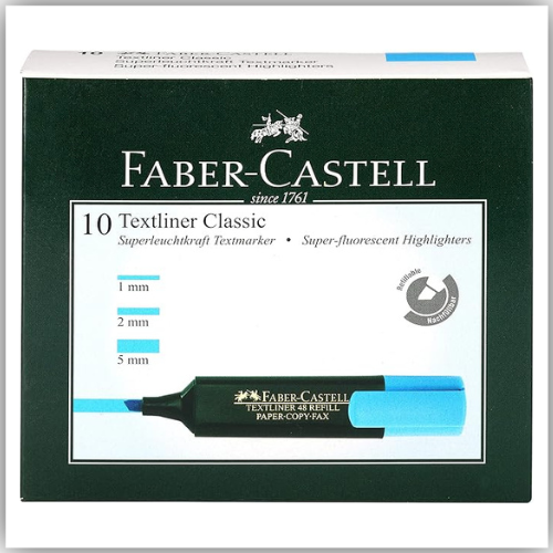 Faber-Castell Highlighter - Blue, Pack of 12 Pieces