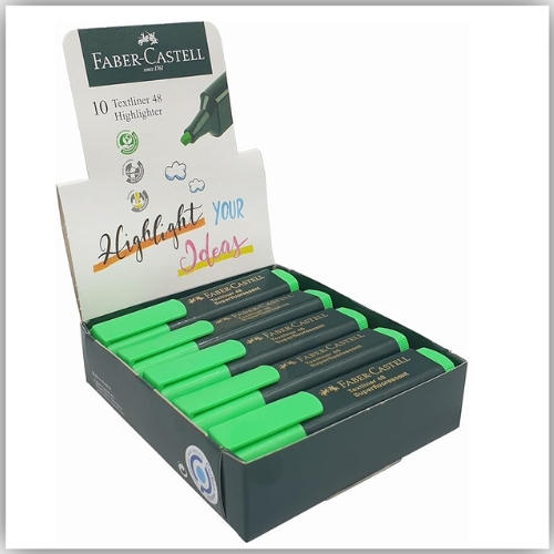 Faber-Castell Highlighter - Green, Pack of 12 Pieces