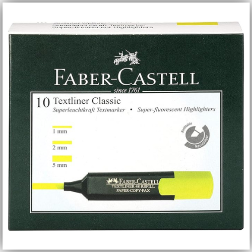 Faber-Castell Highlighter - Yellow, Pack of 12 Pieces