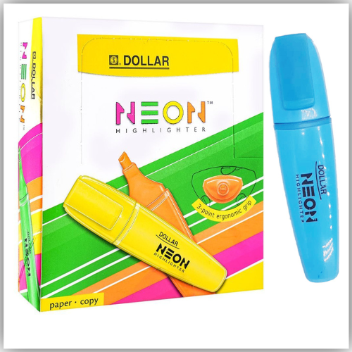DOLLAR Neon 5.0mm Chisel Tip Fluorescent Highlighter -Blue