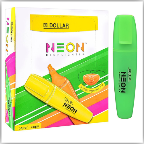 DOLLAR Neon 5.0mm Chisel Tip Fluorescent Highlighter -Green