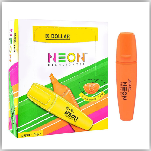 DOLLAR Neon 5.0mm Chisel Tip Fluorescent Highlighter -Orange