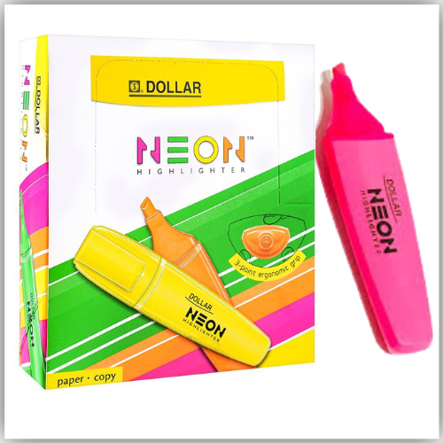 DOLLAR Neon 5.0mm Chisel Tip Fluorescent Highlighter -Pink
