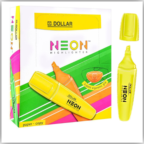 DOLLAR Neon 5.0mm Chisel Tip Fluorescent Highlighter -yellow