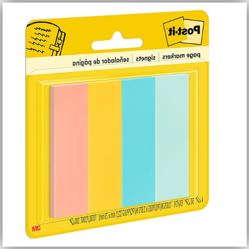 Post-it Page Markers 0.5 x 1.75 in (12.7 x 44.4 mm) Assorted colors, 5 colors/pack