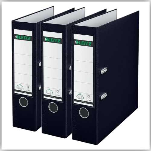 Box File Leitz Lever Arch File, Black, Plastic, A4, 80 mm spine