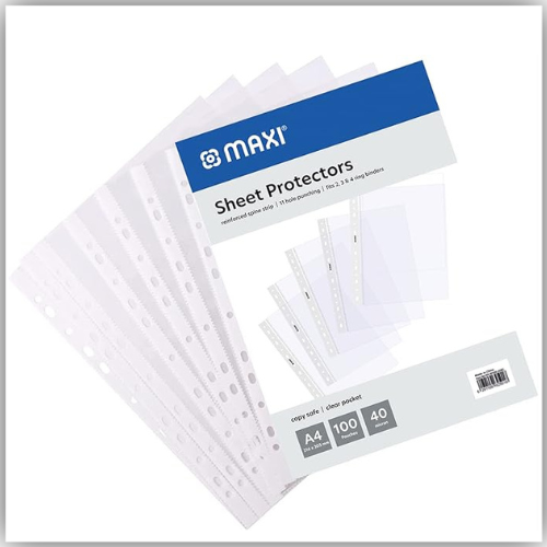 Maxi Clear Pocket A4 11 Holes 40 Microns 100/box