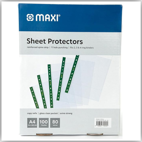 Maxi Clear Pocket A4 11 Holes 80 Microns 100/box