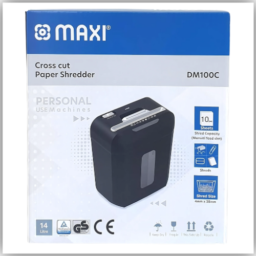 Maxi Paper Shredder 10-Sheet Cross-Cut, 14 Litres Shredder for Home and Office, Shred Paper Clips, Staples and Credit Cards
