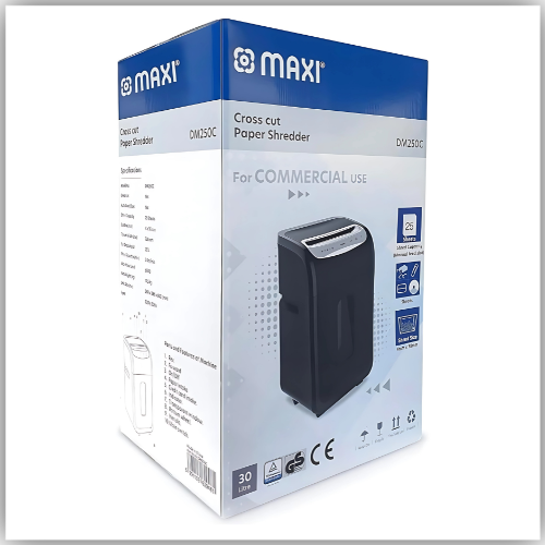 Maxi Paper Shredder 25-Sheet Cross-Cut, 30 Litres Shredder for Home and Office Heavy Duty, Shred Paper Clips, Staples and Credit Cards
