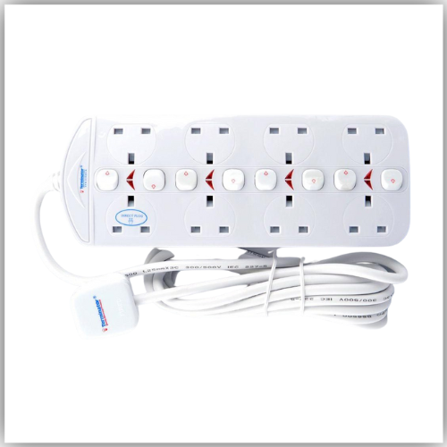 Extension Lead 8 Way Double Side UK With Individual Switches 3M - TPB-838HUK