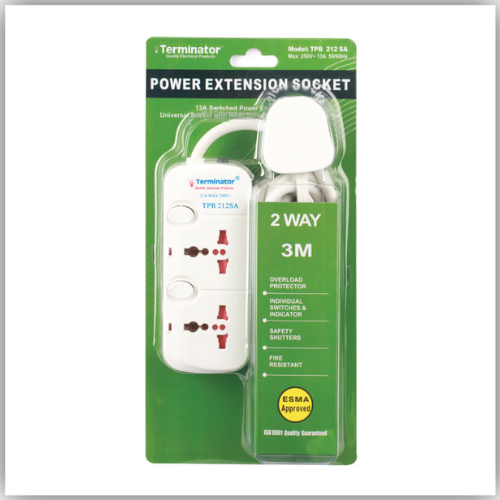 Extension Lead 2 Way Socket 3M - TPB 212SA