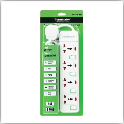 Extension Lead 4 Way Socket 5M - TPB 414N-5M